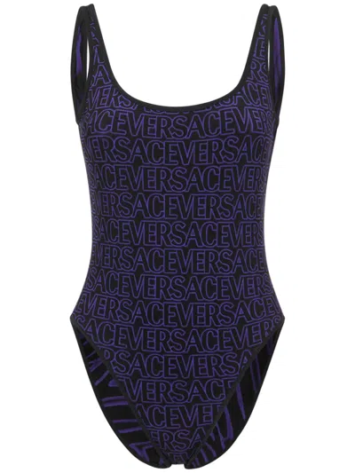 Versace One-piece Swimsuit With Logo In Black