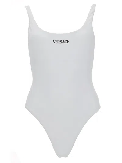 Versace One Piece Swimsuit With Logo In White