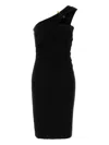 Versace Black Crepe One-shoulder Dress In Black