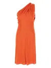 Versace Viscose Dress With Backless Draped Detail In Orange