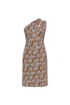 Versace One-shoulder Stretch Crepe Jersey Cocktail Dress In Tobaccopowderblue