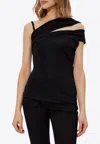 Versace One-shoulder Gathered Top In Black