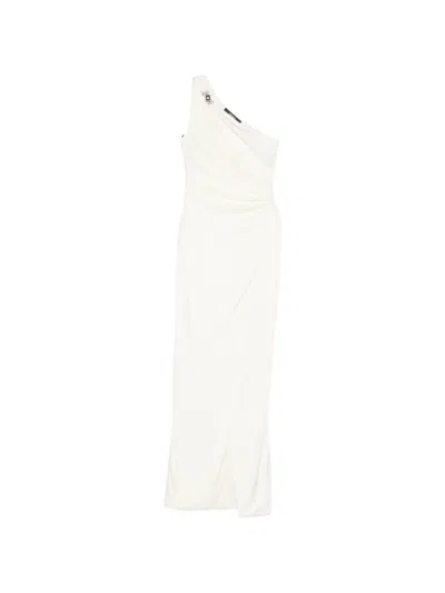 Versace Cream Jersey And Crepe Medusa 95 Draped Gown In White