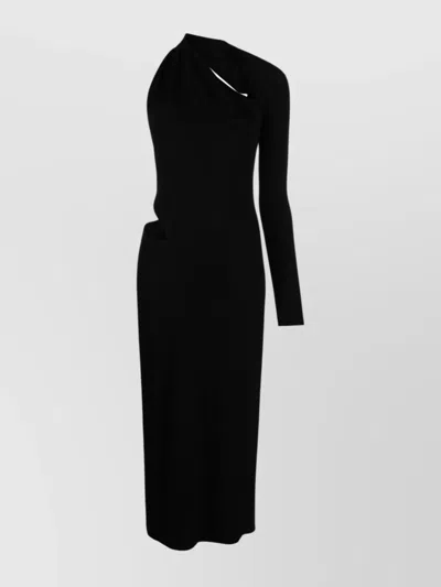 Versace Jersey One Sleeve Midi Dress In Black
