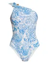 Versace Underwater Barocco One-piece Swimsuit In Blue