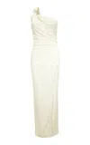 Versace One-shoulder Ruched Jersey Gown In White