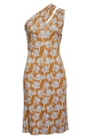 Versace One-shoulder Stretch Crepe Jersey Cocktail Dress In Tobacco Powder Blue