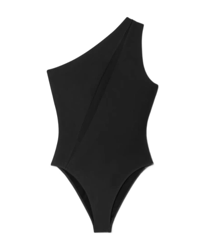 Versace One-shoulder Swimsuit In Black