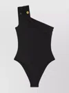 Versace One-shoulder Swimsuit Gold-tone Hardware In Black