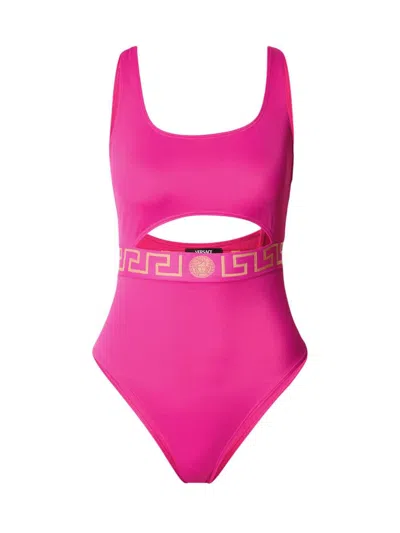 Versace One-piece Swimsuit With Greca Border In Multi