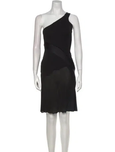 Pre-owned Versace One-shoulder Knee-length Dress In Black