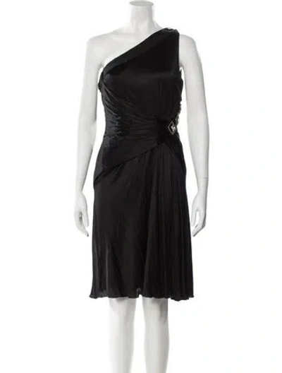 Pre-owned Versace One-shoulder Knee-length Dress In Black