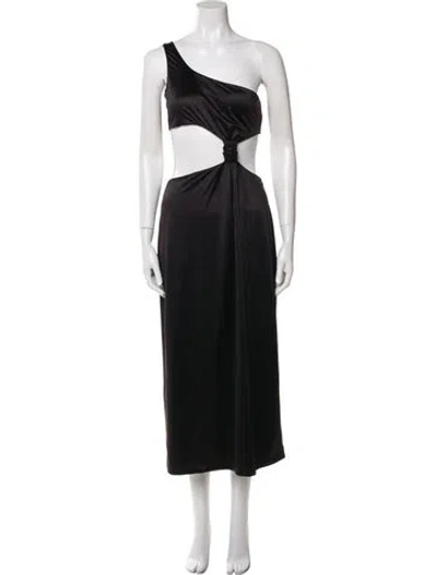 Pre-owned Versace One-shoulder Midi Length Dress In Black