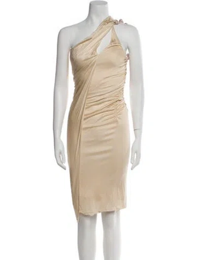 Pre-owned Versace One-shoulder Midi Length Dress W/ Tags In Neutral