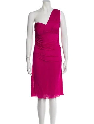 Pre-owned Versace One-shoulder Mini Dress In Pink