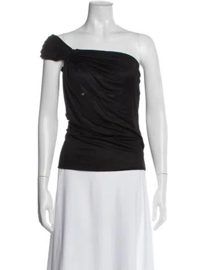 Pre-owned Versace One-shoulder Short Sleeve Top In Black