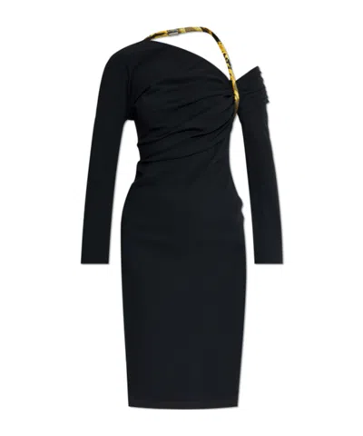 Versace Open-back Midi Dress In Black