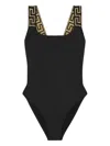 Versace Open Back Swimsuit With Signature Greca Detailing In Black