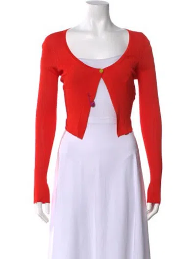 Pre-owned Versace Open Front Sweater In Orange