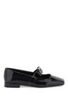 Versace Open-toe Ballet Flats In Gianni Ribbon In Black
