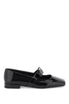 Versace Open-toe Ballet Flats In Gianni Ribbon In Black