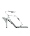 Versace Open Toe High Heel Sandals In Gray