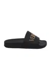 Versace Open-toed Flat Slippers In Black