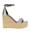 Versace 'gorgone '95' Espadrille Wedges In Nude
