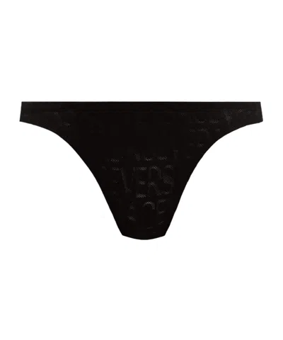 Versace Openwork-detailed Thongs In Black