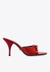 Versace Opera Bow 85 Leather Mules In Red
