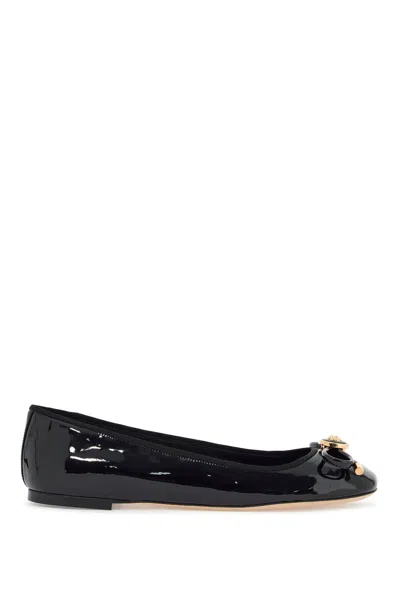 Versace Opera Bow Ballet Flats In Black