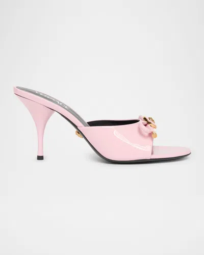 Versace Opera Bow Ballet Mules In Patent Leather In Multi