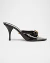 Versace Opera Bow Ballet Mules In Patent Leather In Black- Gold