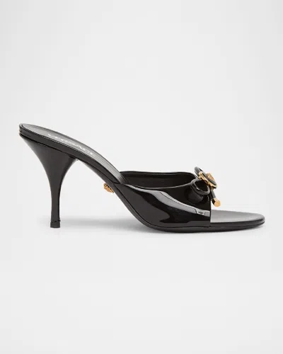 VERSACE OPERA BOW BALLET MULES IN PATENT LEATHER