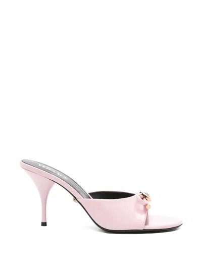 Versace Opera 95 Patent Leather Mules In Pink