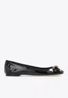Versace Opera Bow Patent Ballet Flats In Black