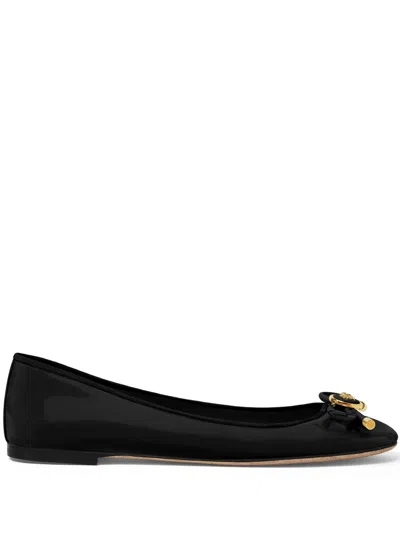 VERSACE VERSACE OPERA BOW PATENT LEATHER BALLERINAS