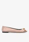Versace Opera Bow Patent Leather Ballet Flats In Pink