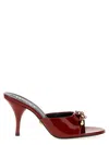 Versace Opera Bow 85 Leather Mules In Red