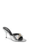 Versace Opera Bow Slide Sandal In Silverersace Gold