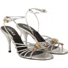 Versace Opera Bow Strappy Ankle Strap Sandal In Metallic