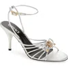 Versace Opera Bow Strappy Ankle Strap Sandal In Gray