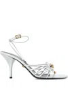 Versace Opera Bow Strappy Ankle Strap Sandal In Silver