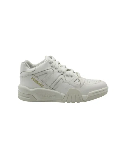 Versace Ophion Paneled Sneakers In White Leather