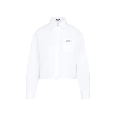 Versace Optical White Cotton Informal Baroque Shirt