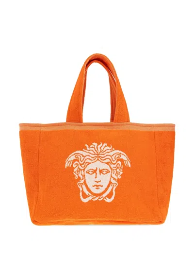 Versace 메두사 테리 자카드 비치 백 In Orange