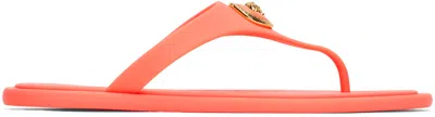 Versace Orange Alia Flat Rubber Sandals In 1ra8v-coral-gold