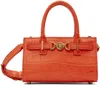 Versace Embellished Croc-effect Leather Tote In 1ra8v-coral- Gold