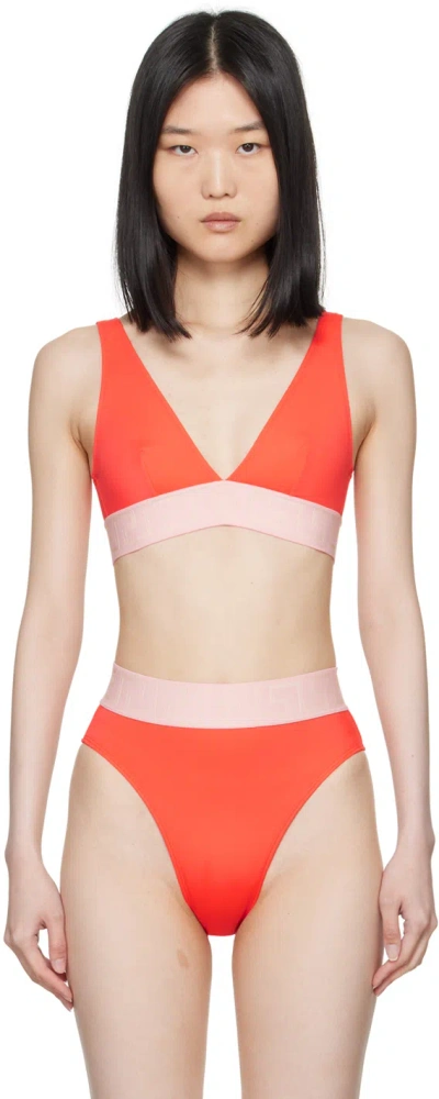 Versace Orange Greca Border Bikini Top In 2rb10-cor+drose-ivry