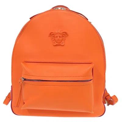 Pre-owned Versace Orange Leather Backpack ()
